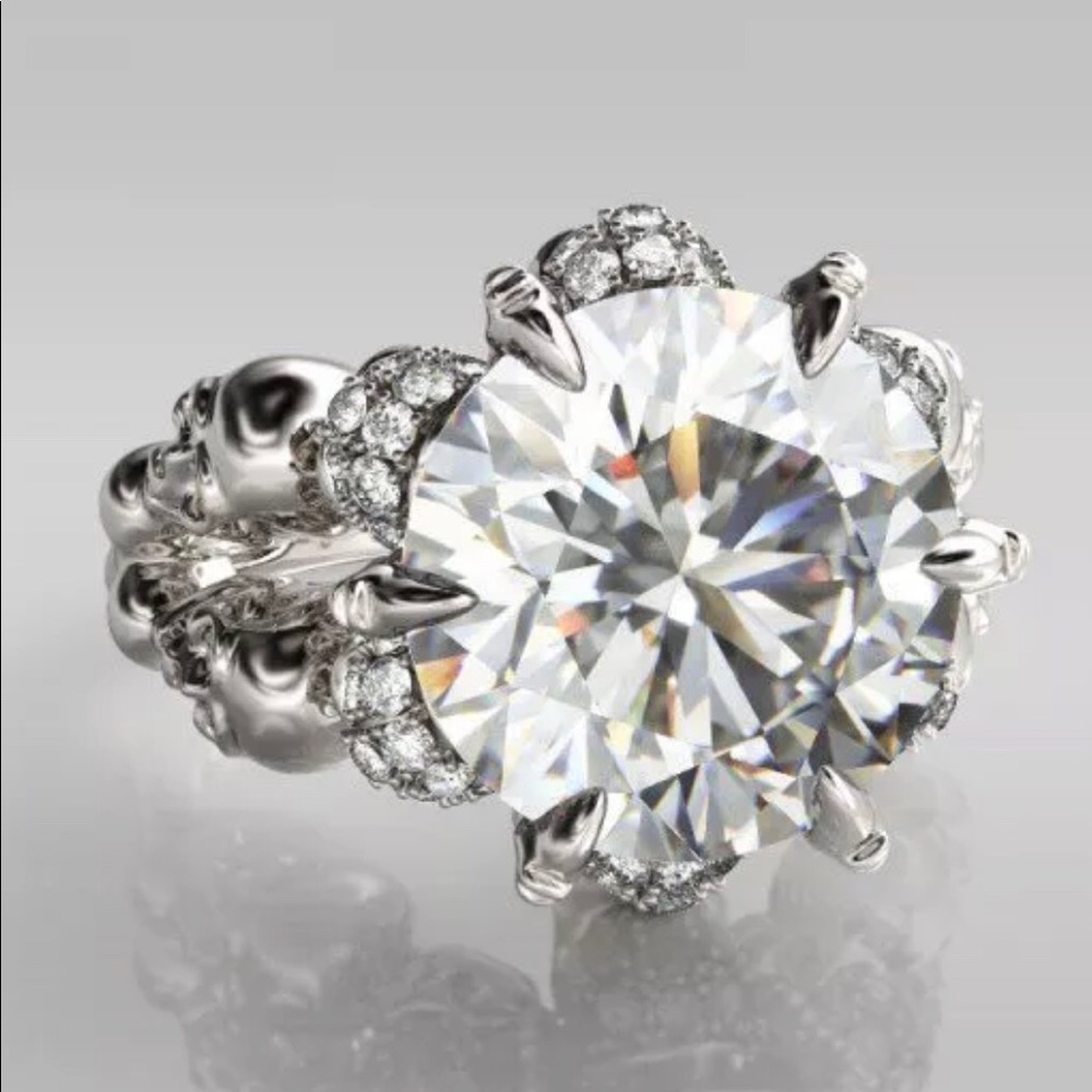 🔥 Skull and Rose .925 Sterling Gem Ring 🔥 - Picture 1 of 7
